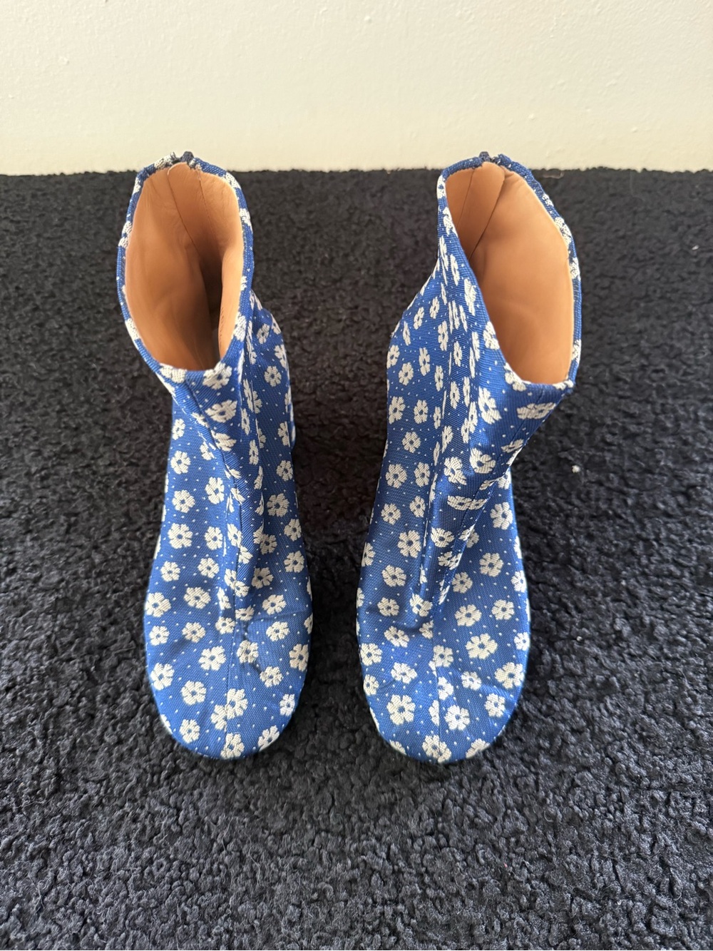 Maison Martin Margiela Blue Floral Fabric Ankle Boots